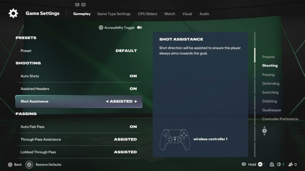 FC 27 Shot Assistance and Auto Shots Settings Explained
