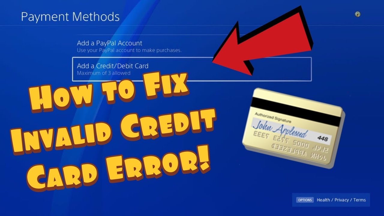 PS4 error WC-34737-4 invalid payment method troubleshooting