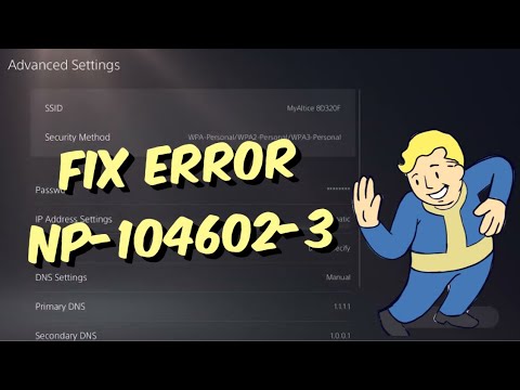 PS5 error NP-104602-3 network troubleshooting screen