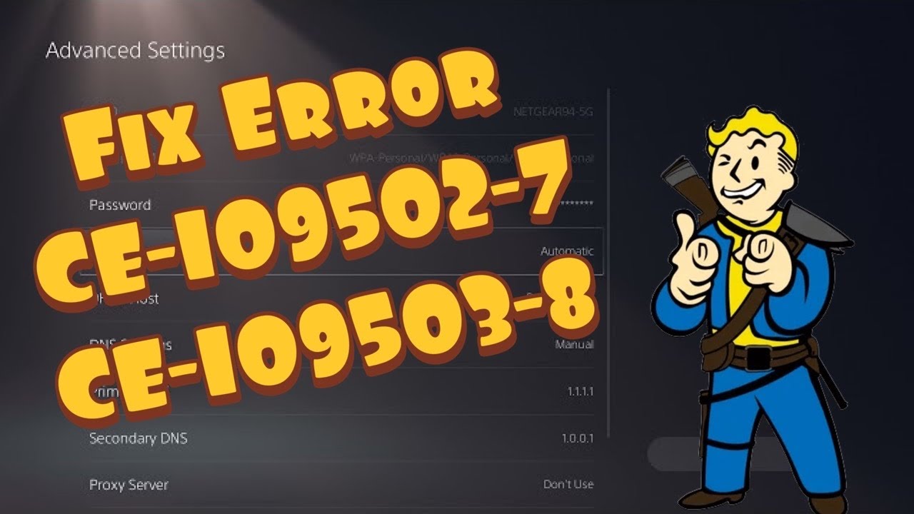 PS5 errors CE-109502-7 and CE-109503-8 network troubleshooting