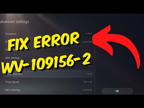 PS5 network settings for error WV-109156-2