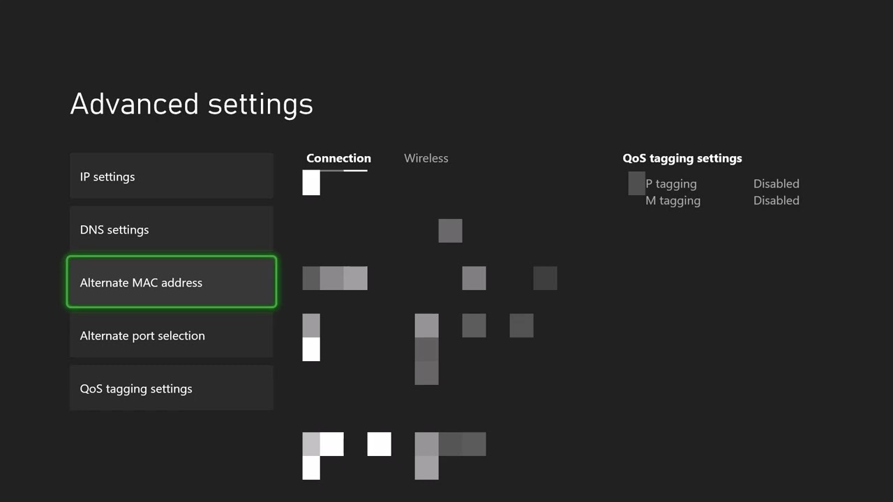 Xbox network settings screen for resolving a DHCP error